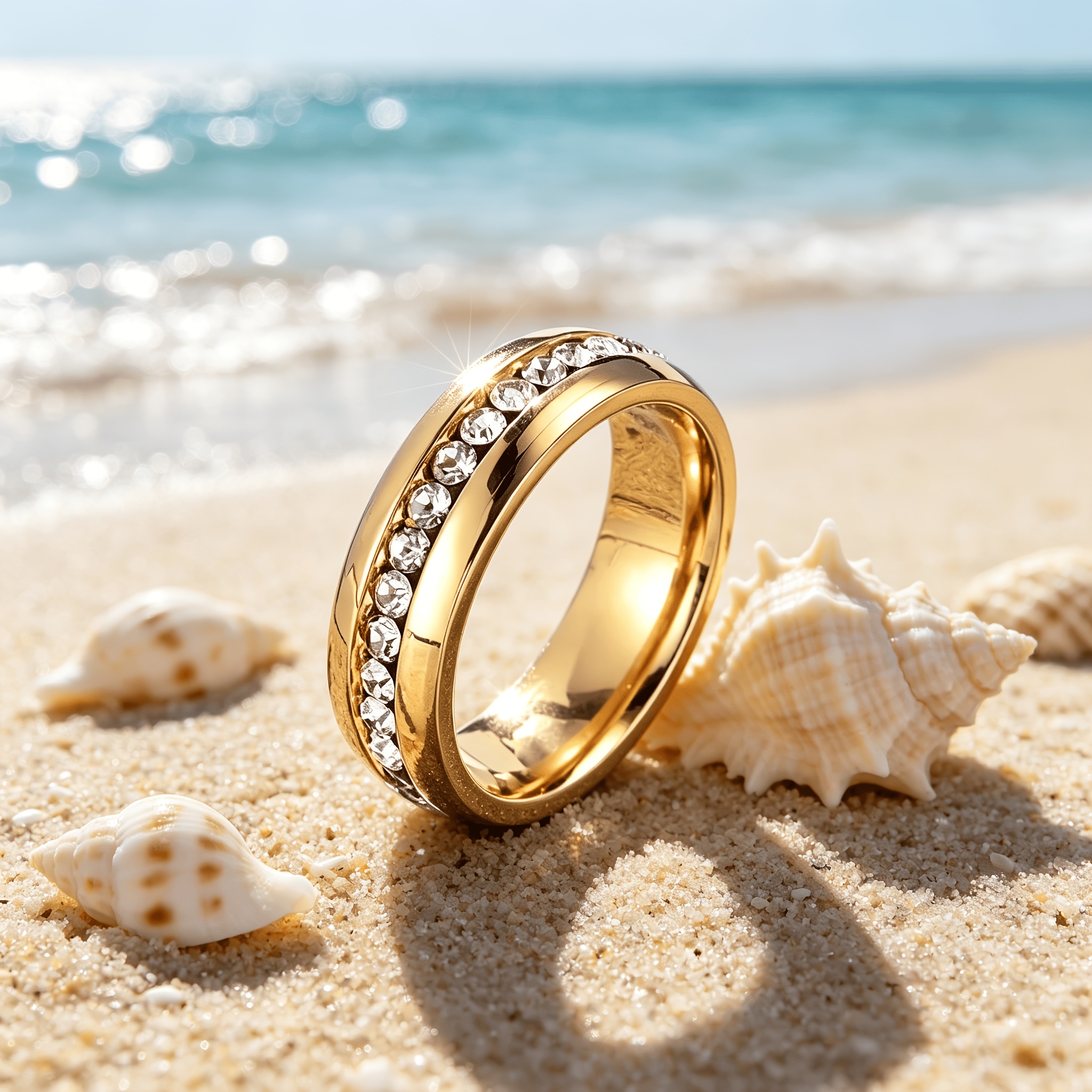 Full-set Artificial Cubic Zirconia Golden Ring
